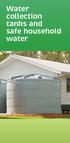 Water collection tanks and safe household water