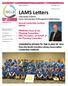 LAMS Letters. Special Leadership Institute Edition. FROM the Chair of the Planning Committee - Mike Crumpton, on behalf of the Planning Committee