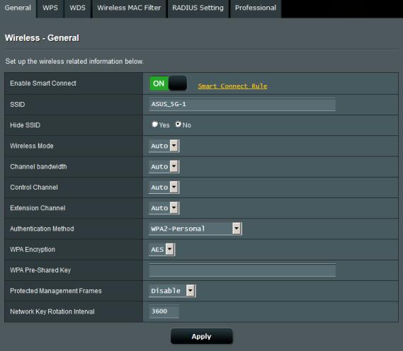 Smart Connect feature parameters are located in Smart Connect Rule tab, Network Tools menu item.