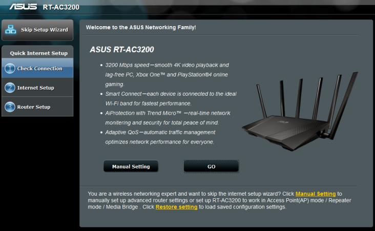 Setting-up and firmware update Upon first access to the web-interface of ASUS RT-AC3200 wireless router the primary setup