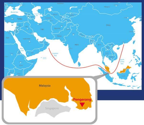 Pengerang is chosen as the location to build a world class petrochemical hub due to strategic reasons Access to existing major international shipping lanes Middle East Singapore China Leveraging low