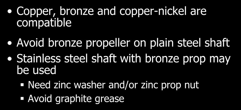 Stainless steel shaft with bronze prop may be used Need