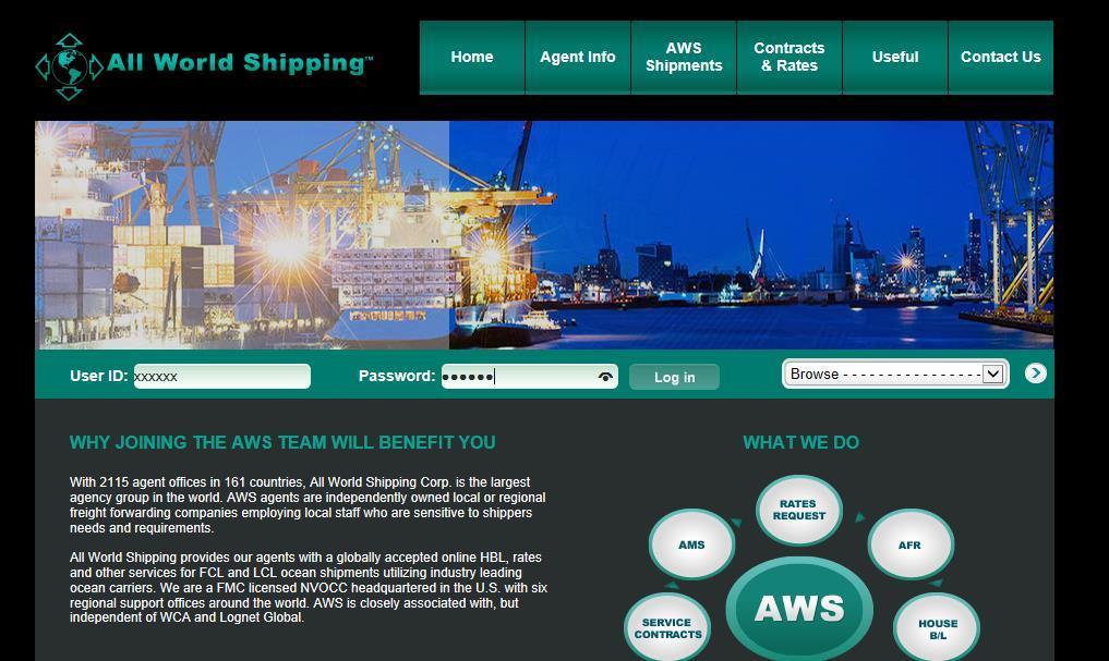 Logging into AWS Online Bill of Lading System From the homepage of www.