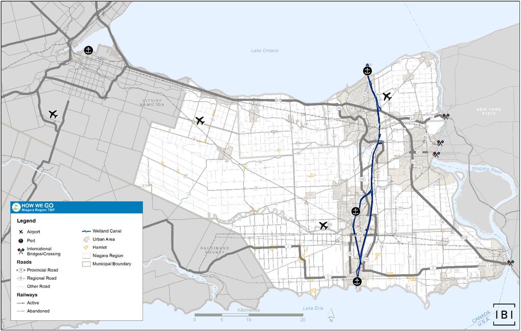 interim corridor can connect to Highway 406/Highway 140 and QEW (via the East-West Arterial Road).