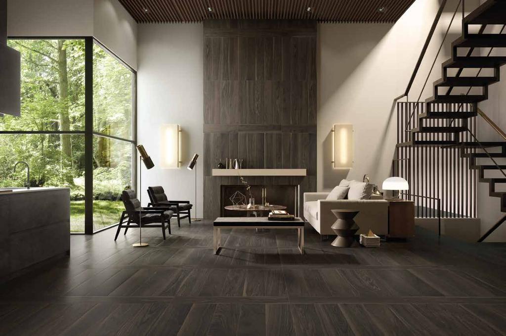 LOVING WOOD Emotion wood look porcelain tiles are perfect for floors and walls in traditional and modern spaces that evoke the passing of time.
