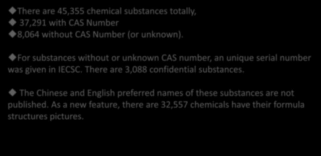 For substances without or unknown CAS number, an unique serial