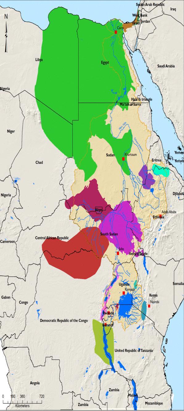 Transboundary Aquifers shared by Nile Basin countries Source: International
