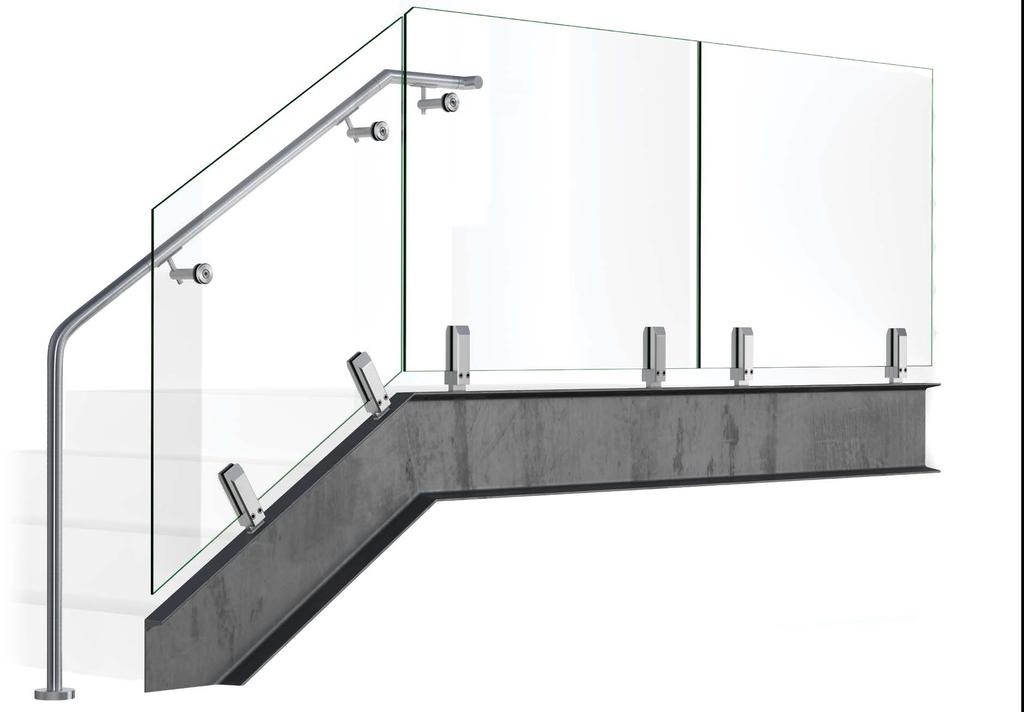VISIO TM RAILING SYSTEM INFILL: TEMPERED GLASS Clear Monolithic Clear Laminated (SGP) Bent Monolithic Tinted Ceramic Frit Patterned Tempered glass infills ranging from a minimum of 3/8