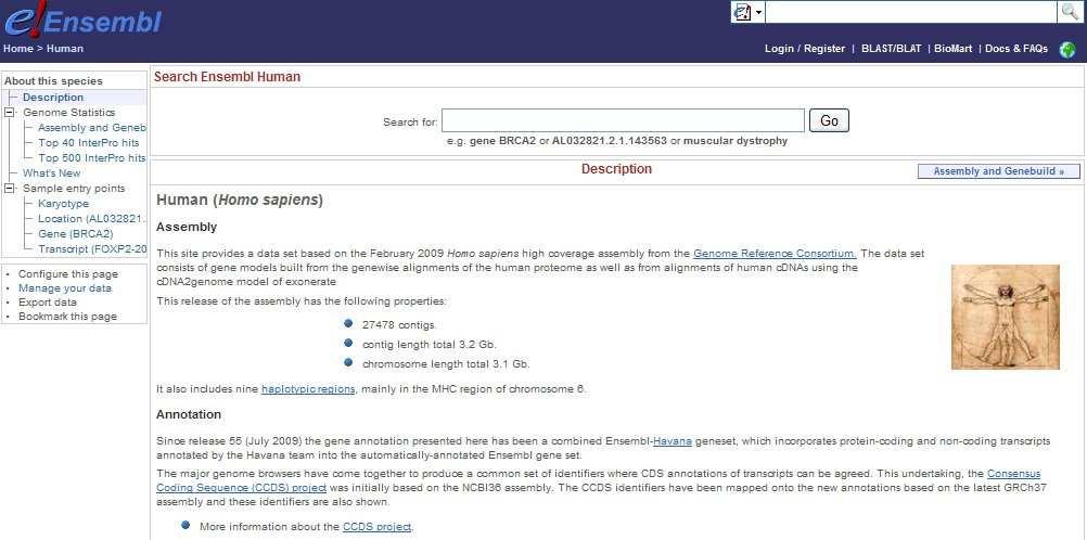 Ensembl genome browser portal (http://www.
