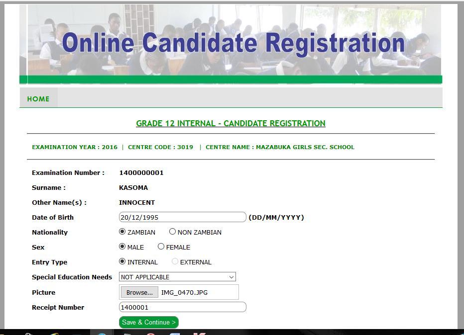 Adding a Grade 12 Internal candidate Record To add a candidate record for G12 Internal candidate, the user has to enter a valid Grade 9 examination number and the personal details for the candidate