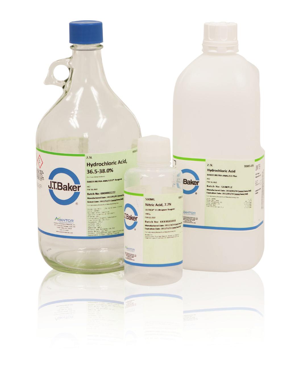J.T.Baker Brand High-Purity Acids & Reagents Purity and consistency are essential for all reagent chemicals, particularly acids.