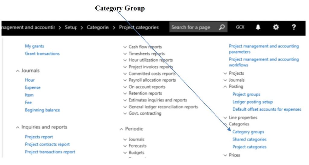 5a Category Group - The category group is next in the GL account search. It is common for this set up to map to a labor account for projects such as B&P, IR&D and indirect projects.