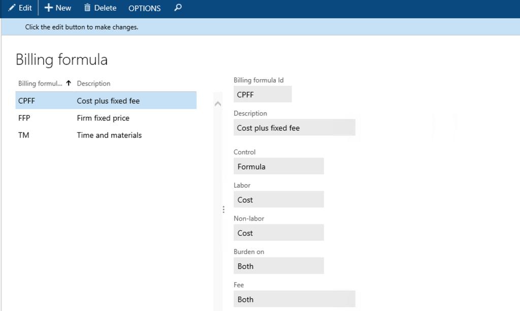 Billing Formula Govt. Contracting, Dynamics 365 Operations The billing formula allows a user to configure the elements that are charged on an invoice.