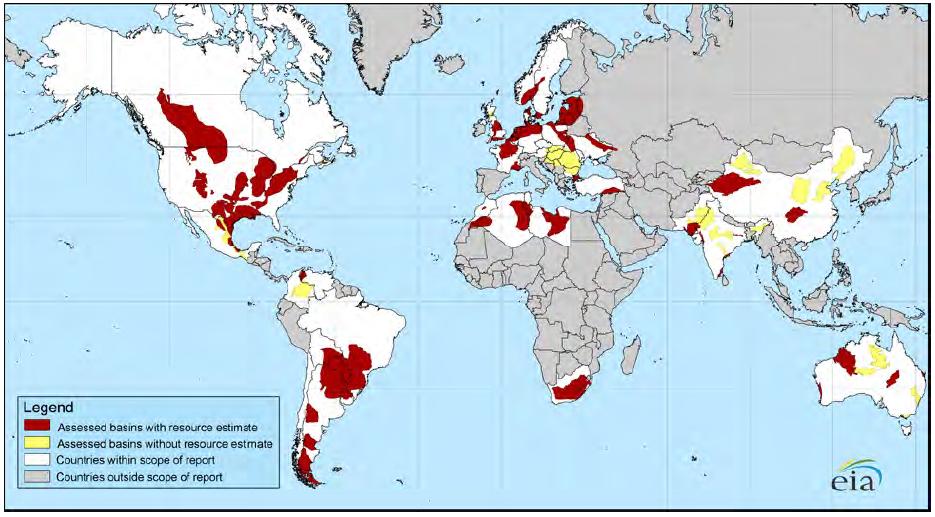 Global Resource Shale gas reserves more widespread than conventional gas reserves Offers countries with no history of