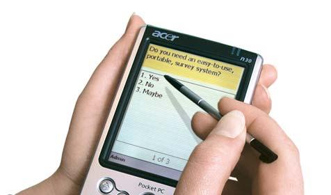 Opinionmeter TouchPoint Handheld: PocketPC device The Opinionmeter TouchPoint handheld guarantees that feedback is collected quickly and conveniently right at the customer s point of experience - the