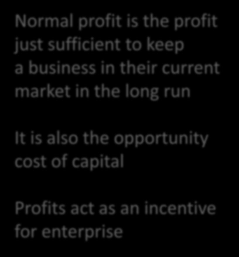 equilibrium, normal profits are made i.e. price = average cost It is also