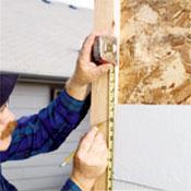 Using a style of siding that matches your house, install siding on