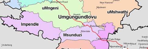 These are: Mooi-Mpofana umngeni umshwathi Impendle Msunduzi Richmond Mkhambathini Of these the Msunduzi LM is highly urbanized and contributes significantly to the GGP of the DM.