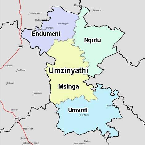 Umzinyathi District Municipality General Characteristics The district municipality DC24 (Umzinyathi) is situated within the central portion of KwaZulu- Natal.