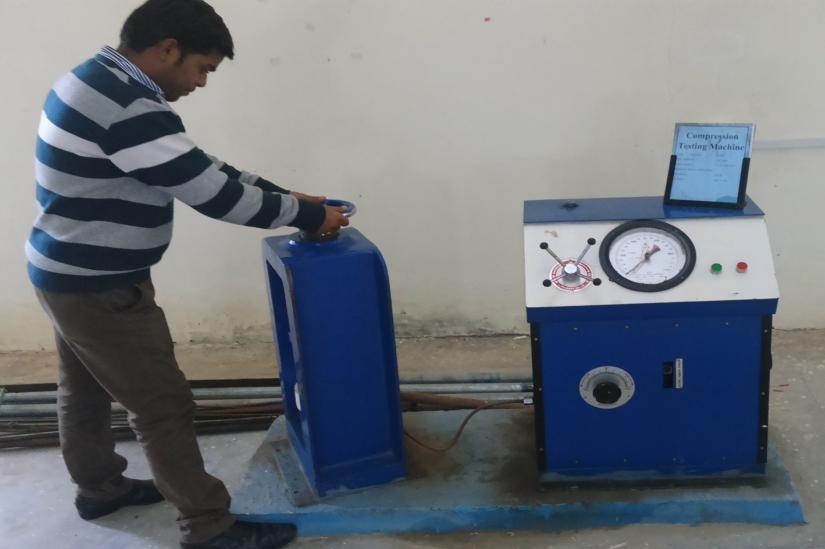 Flexural Figure.4: Testing of concrete cube in compression testing machine. S.No Beam Sample Name 7 Days Strength 28 Days Strength Average of Three Samples 1 B.3 6. 2 B 1 1.3 6.6 3 B 2 2.2 6.