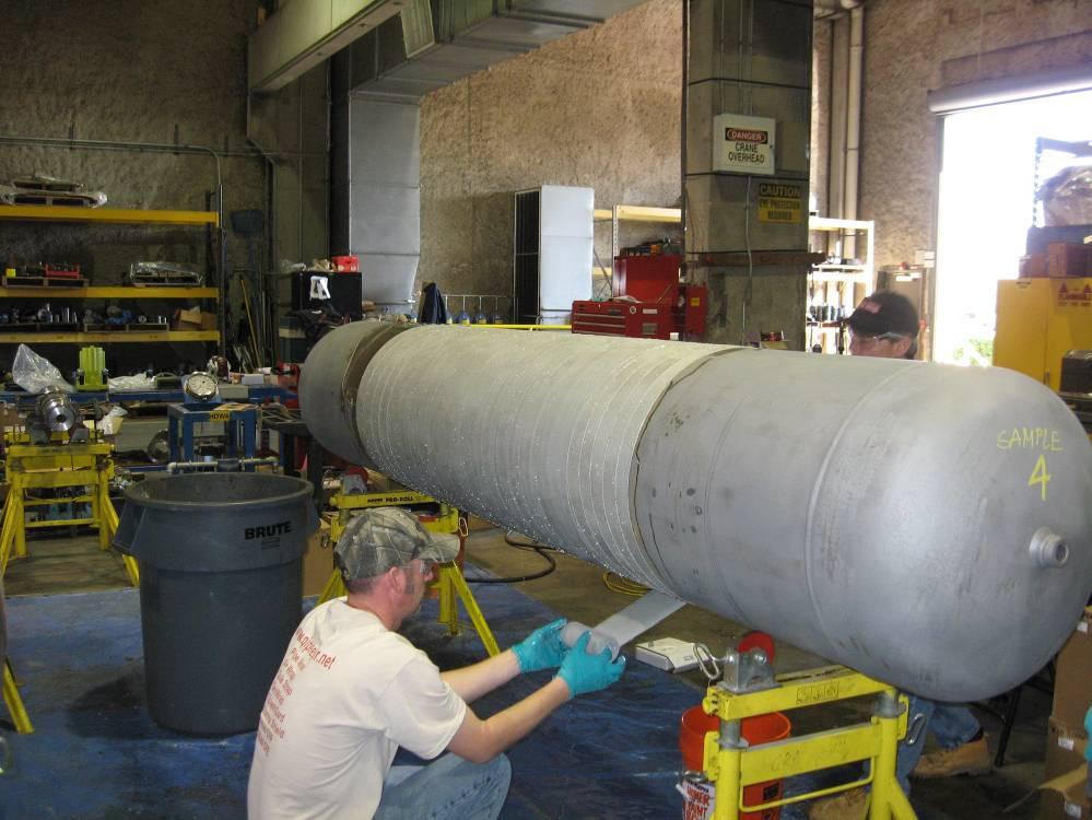 5 Half shells installed on pipe sample prior to the composite installation