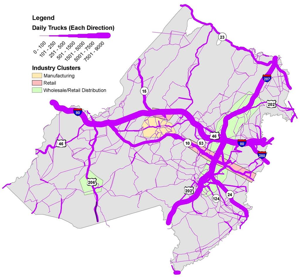 2040 Freight Industry Level Forecasts Commodity Truck Flows in Morris County, 2040 Sources: IHS