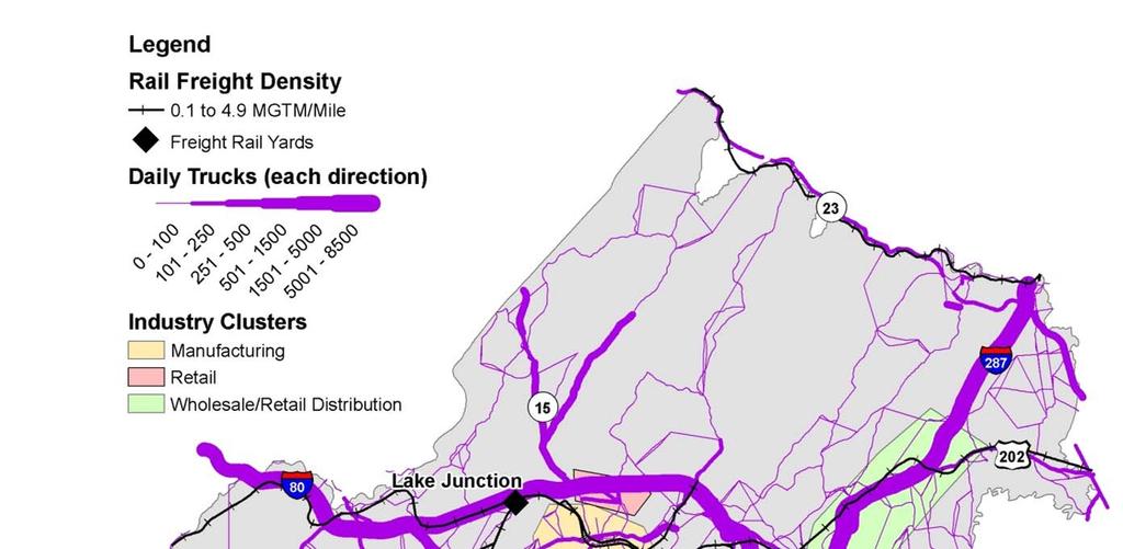 Morris County Freight Profile Highway and Rail Network Utilization Morris County s highway network serves to connect its major freight activity centers with key trading partners elsewhere in the
