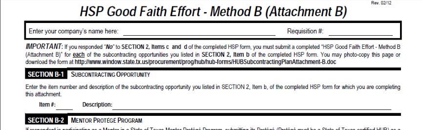 HSP GFE Method B (Attachment