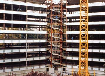 Frame seven rows of four columns in each wing. The bearing structure is supported by steel pile foundations.