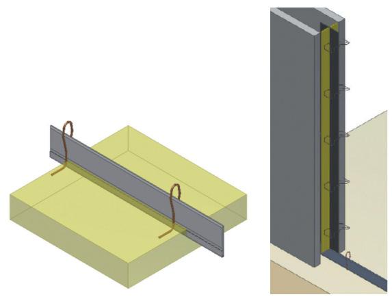 Waterstopping system (example) DOCUMENTATION HANDLING AND INSTALLATION - Certificate of Compliance - Certificate of Conformity ÜH - System drawings of sections with details of component sizes.