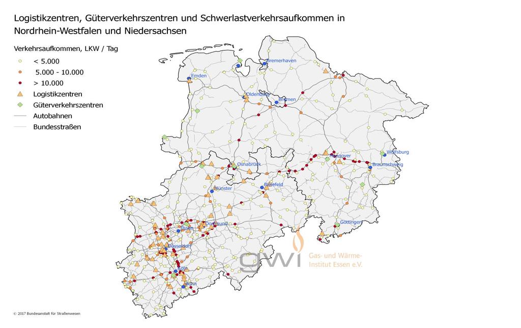 Analyses reveal significant traffic volumes along important transport routes in