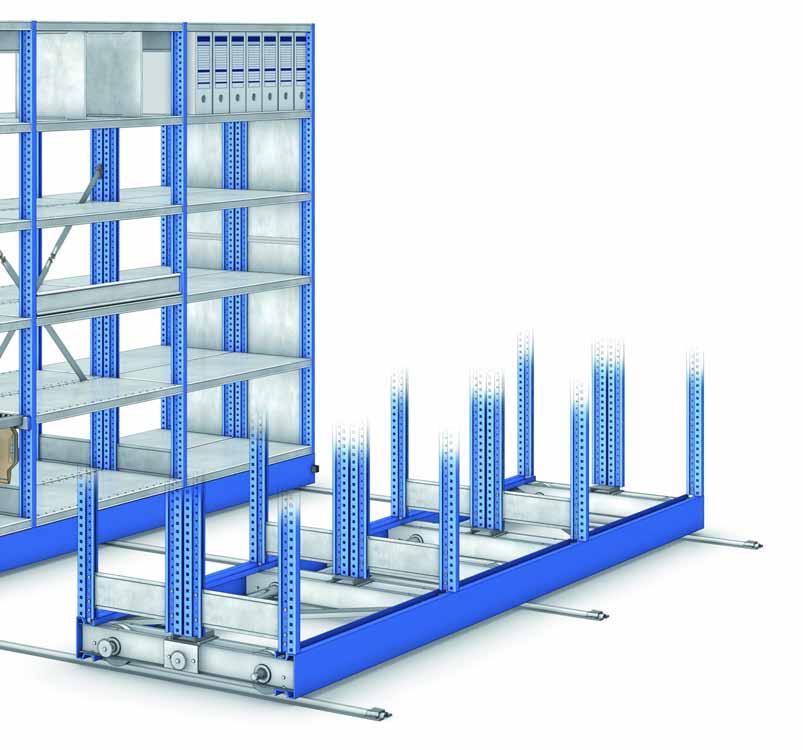 Bookends are ideal for sorting books or publications. Cross-bracing set Vertical dividers Metal shelves The upright slots have shelf attachment points every 25 mm.