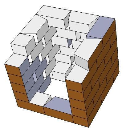 The figure on the left is illustration of block placement. The figure on the right shows installation through step 8.