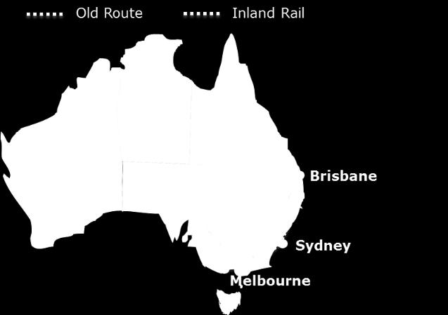 Case Studies Inland Rail will provide a modern rail line connecting Brisbane and Melbourne, benefits include: An increase in GDP by $16 billion during construction and the first 50 years of its