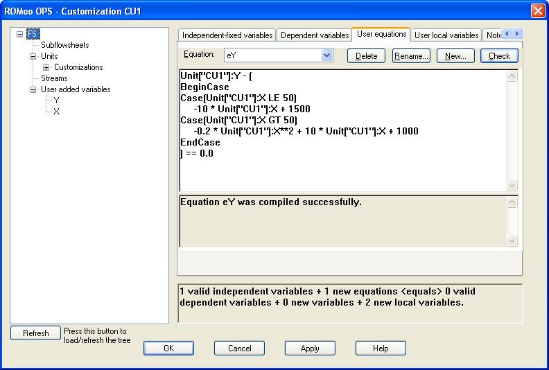 Y-calc Flowsheet and Unit Customizations Little known features - Case Case construct allows conditional inclusion of equation terms Used to select term to be included based on a variable value