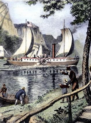 canals were built in England; Robert Fulton s steamboat increased the speed of