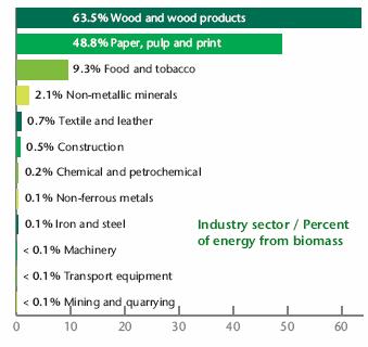 High share of bioenergy in the forest industry to start with Paper industry is the world s largest producer and user of bioenergy Biomass fuels are a by-product of the pulp and paper industry A long