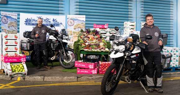Max (front) and Gareth (rear) left this market in London on 8 November 2016 and will spend about 4 months on these motorbikes as part of the Great Fruit Adventure.