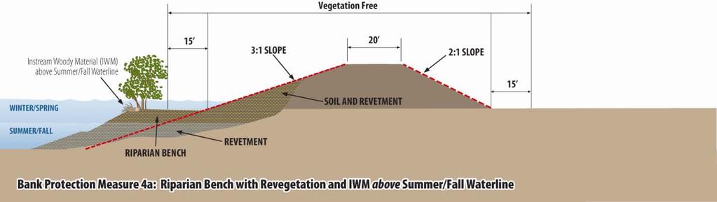 Figure 7 Measure 4a Riparian Bench with Re-vegetation and IWM above Summer/Fall Waterline Measure 4b: Riparian Bench with Re-vegetation and In-stream Woody Material above and below Summer/Fall