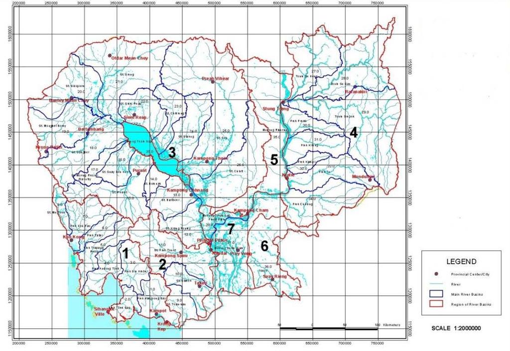 Part I - Technology Needs Assessment Report Figure 7: Cambodia River Basins and Catchment Areas Source: Ministry of Environment (2010) The country s water catchments have been degraded by