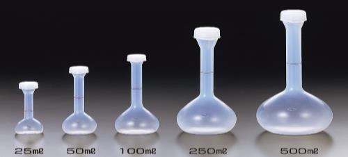 -Volumetric flasks are made of plastic or glass materials, ranging from 10ml to 1000ml that are used for precise dilutions and preparation of standard solutions in mostly chemistry laboratories.
