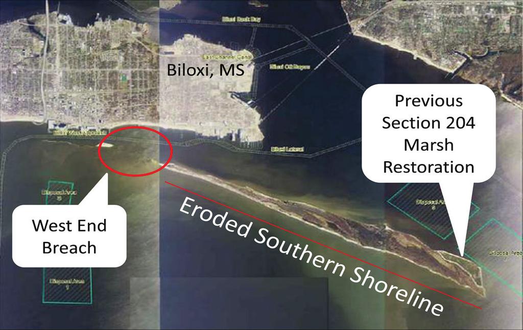 ERDC TN-EWN-15-2 with dredging of a federally authorized navigation project)) marsh restoration project on the northeastern side of the island.