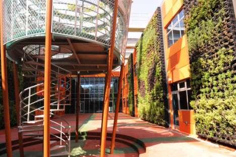SHADING OF NON-ROOF SURFACES PV PANELS, ECO TREE AND THE BUILDING ITSELF PROVIDES SHADING OF EDUCATIONAL SPACES.