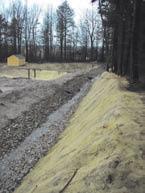 Similar in form to a natural stream channel, swales are commonly protected from erosion by a layer of riprap (stone), and underlain with a geotextile filter fabric.