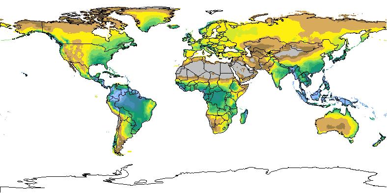 Agro-ecological suitability and land productivity 3 IIASA Modeling Framework 2 Climate model 1 Development scenario Climate