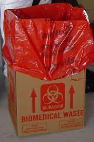 Examples of biomedical waste includes, but is not limited to: human fluid blood and blood products; items saturated with blood; body fluids contaminated with blood; and body