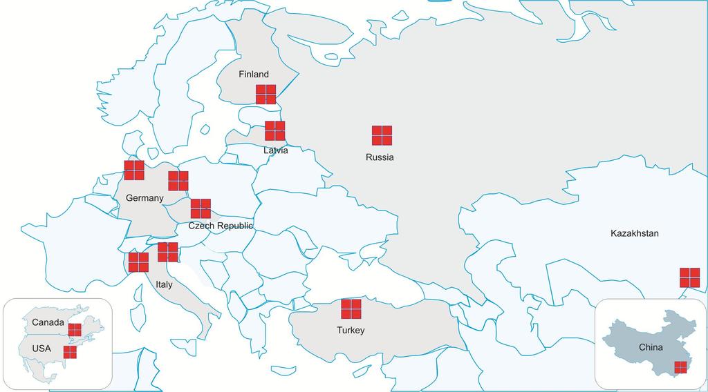 Warehouse logistics in Europe, Asia and North America Italy (Milan, Pordeone) Germany (Berlin, Hamburg) Latvia (Riga) Czech Republic