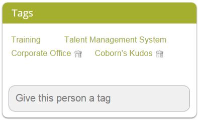 Tags Tags allow employees to add keywords to their own profile that
