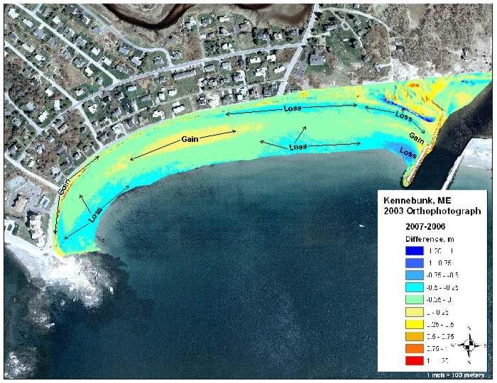 Image by Peter Slovinsky Using LIDAR to monitor beach changes Results: 2006-2007 Comparison of the 2006 and 2007 gridded LIDAR data is shown in Figure 7.