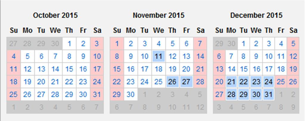 n. For holiday or vacation days, click on the date, for example November 11 th, Veteran s Day, Thanksgiving and Christmas Holidays, which will turn blue, then click Mark as Non-Moment Day.